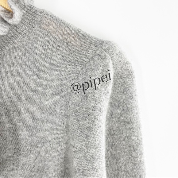 SOLD - NWT Frame Josefine Ruffle Neck Puff Sleeve Cashmere Sweater in Grey S - Picture 8 of 14
